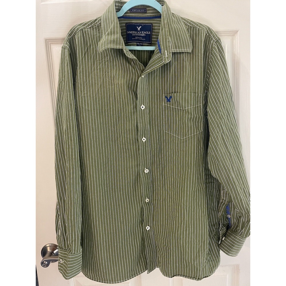 American Eagle Long Sleeve Button Up Shirt  Vintage Fit XXL Preppy Classic